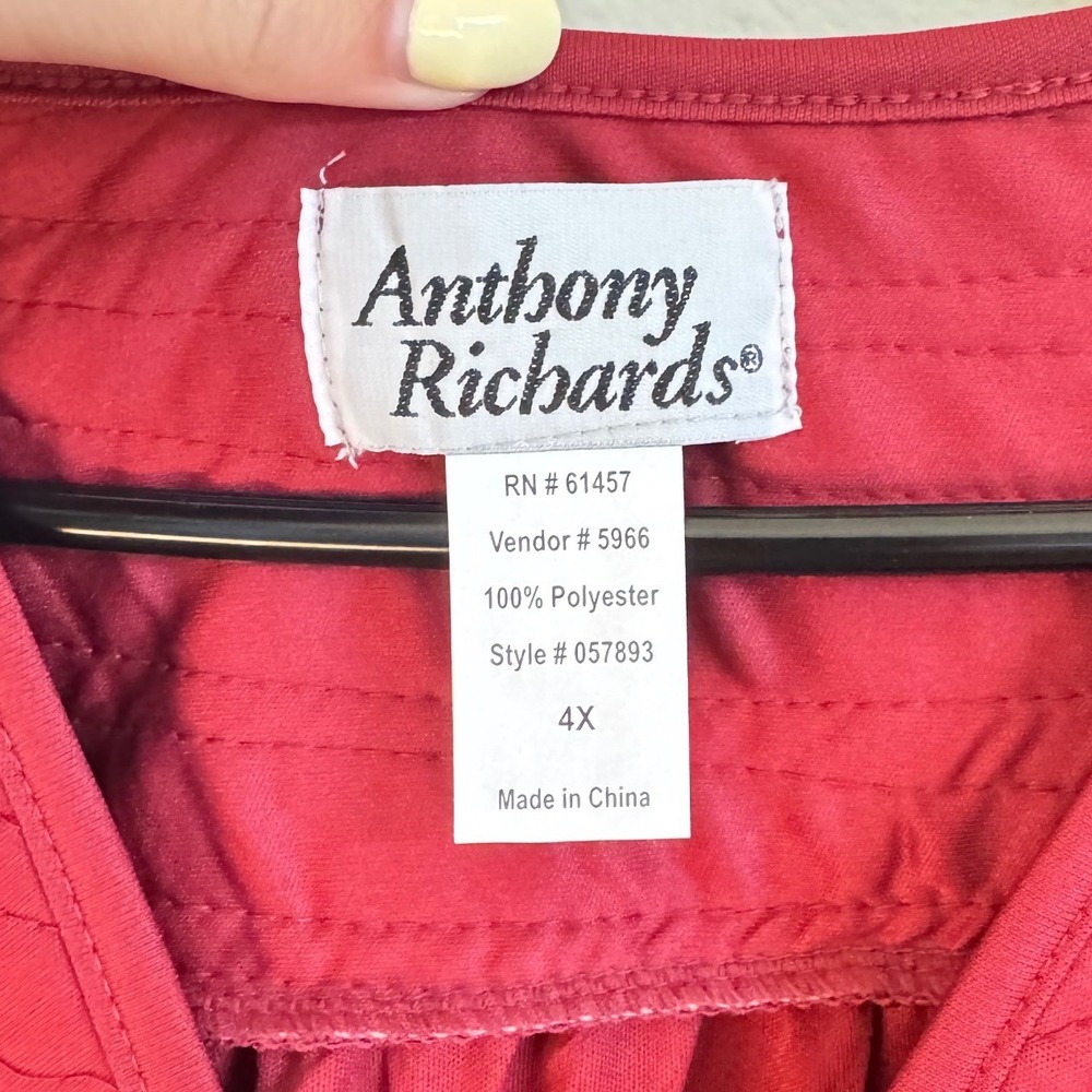 Anthony Richard's- Polyester Snap-Front Duster-4X-New-Maroon Red - Picture 4 of 6